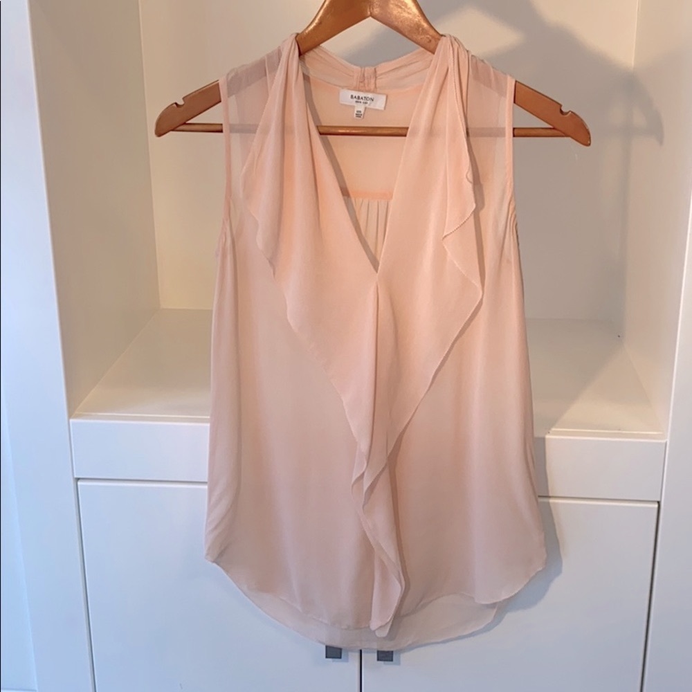 Babaton Blush Pink Chiffon Silk Tank